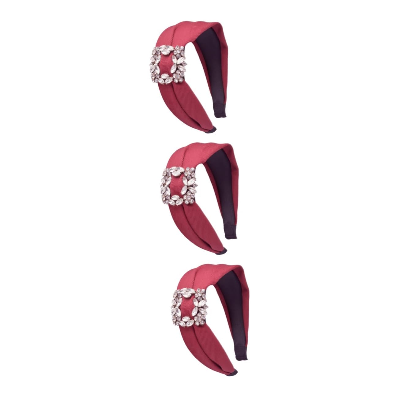Abaodam 3piezas Diadema Ancha De Rhinestones Para Mujeres Color Rojo Vino Accesorio Elegante Para Uso Diario y Ocasiones Especiales