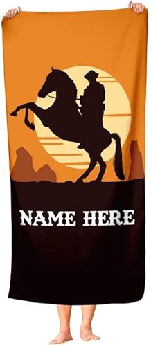 Toalla de vaquero y caballo personalizada extragrande para niños, toallas de viaje personalizadas de gran tamaño para playa, piscina y baño para