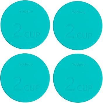 Yodecy Silicone Bowl Lids fit Pyrex Glass Bowls 7200-PC 2 Cup, Yodecy Silicone Bowl Lids fit Anchor Hocking Glass Bowls 7200-PC 2 Cup,Replacement Lids 4.76in4 Pack Blue-green
