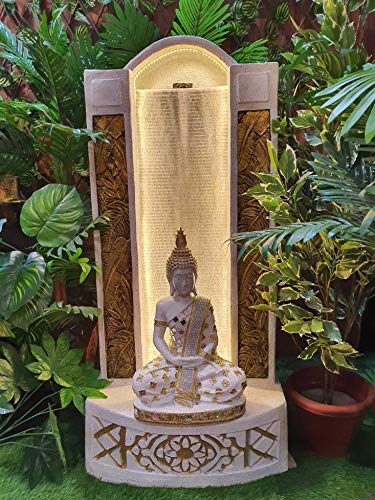 Image of Grey Big Slate Buddha Fountain for Living Room Home Decor Garden Decoration and Drawing Room Indoor Outdoor Home Decor (Big Size:125 cm X 56 cm X 35 cm)