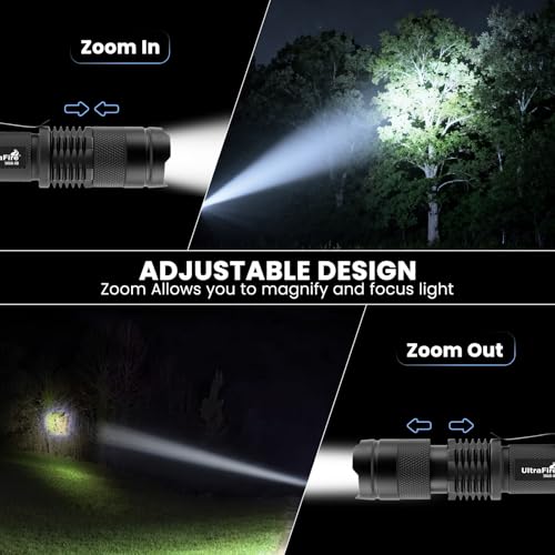 ULTRAFIRE SK68-X Mini Rechargeable Flashlight, Zoomable Tactical EDC Pocket Flashlight, Compact LED Flashlights with Type-C Charging, IPX4 Water for Camping, Emergency, Holiday Gifts (2 Pack) - Thumbnail 4