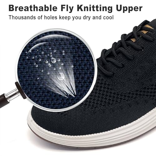 Image of Men's Casual Dress Sneakers Oxfords Lace-Up Mesh Breathable Lightweight Fashion Walking Shoes Tennis Comfortable