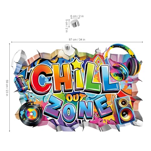 decalmile Wandsticker Spruch Chill Out Zone Wandtattoo 3D Grafitti Videospiel Junge Wandaufkleber Teenager Jugendzimmer Schlafzimmer Spielzimmer Wanddeko