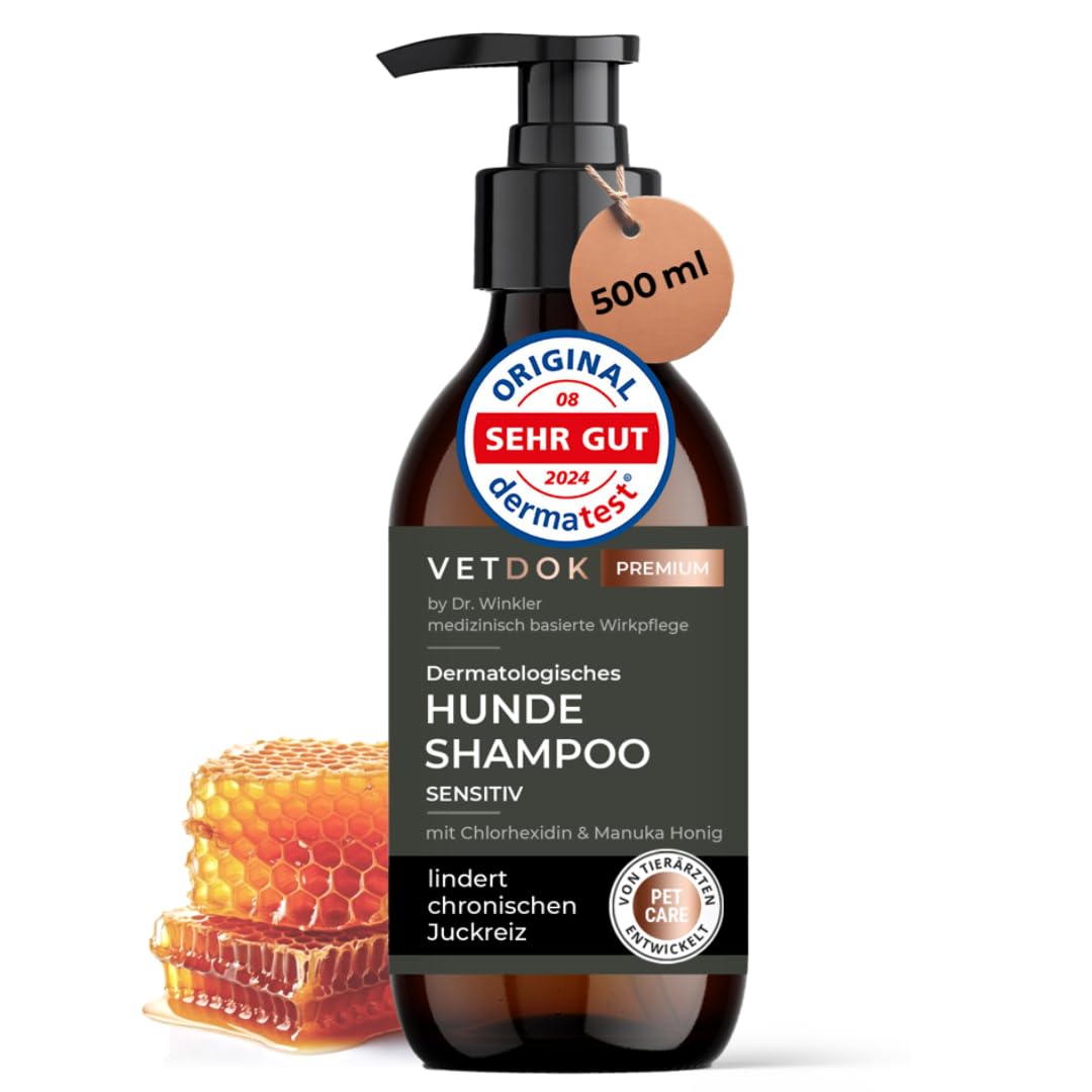 by Dr. Winkler dermatologisches Hundeshampoo – Fellpflege Hund mit Manuka-Honig & Chlorhexidin – für alle Hunderassen, Welpen & speziell Allergiker – 250ml