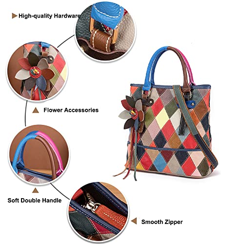 Bolso Tote de cuero genuino para mujer con flores 3D miniatura 6