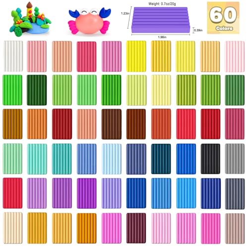 Juego de arcilla polimérica Ixiaoyoo de 60 colores con herramientas 3