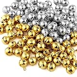 120PCS Mini Cascabeles Dorado Plateado Campanas de Cobre para Manualidades Joyería Decoración Navidad Regalos – 12mm
