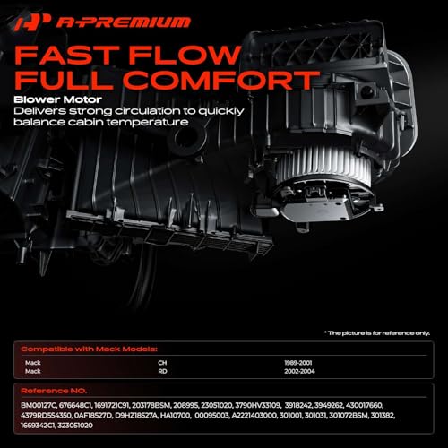 Image of A-Premium Front HVAC Heater Blower Motor Compatible with Mack CH 1989-2001, RD 2002-2004