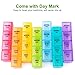 Sukuos Large Weekly Pill Organizer 7 Day (4 Times a Day), Moisture-Resistant Daily Pill Box Medicine Cases for Vitamin/Fish Oil/Supplements - Rainbow Colors