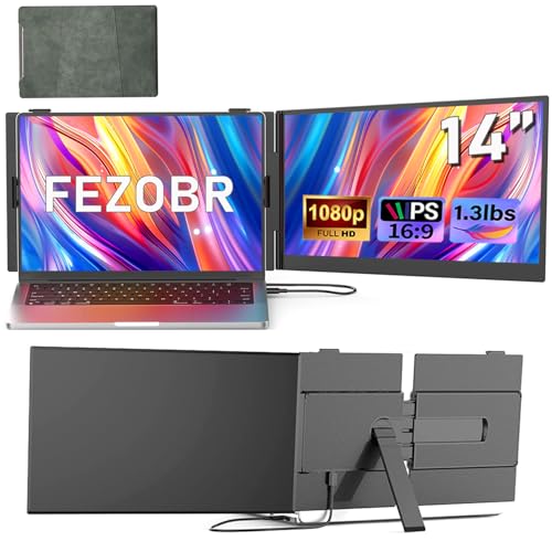 Image of 14 inch Laptop Screen Extender, Ultra-Slim 0.17 inch FHD 1080P IPS Portable Monitor for Laptop, USB C /HDMI Plug & Play, Fits 13 inch-17.3 inch Laptops, Work with Windows /Mac /Chrome,
