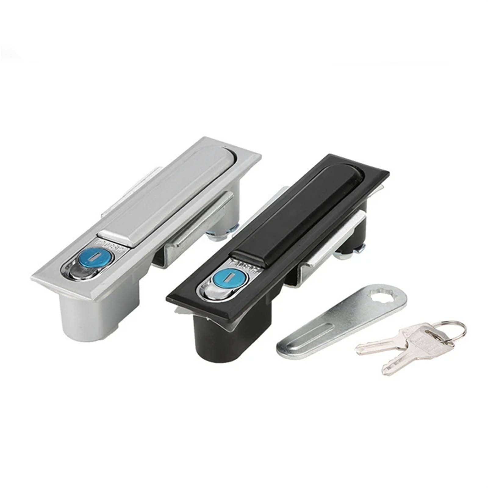 2 x elektrische Schrankschlösser aus Zinklegierung, Schloss, Schalter, Schaltschrank, Werkzeugkasten, Schließfach (2 Stück, Schwarz-Zink)