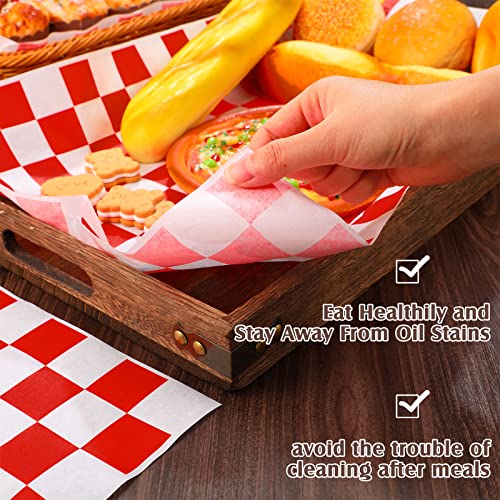 Honeydak 600 Pcs Sandwich Wrapping Paper Sheet 15x15 Checkered Food Wax Sheets Parchment Burgers Paper Basket Liner Grease Restaurant Wedding Party Supplies for Wrapping Bread BBQ - Image 6