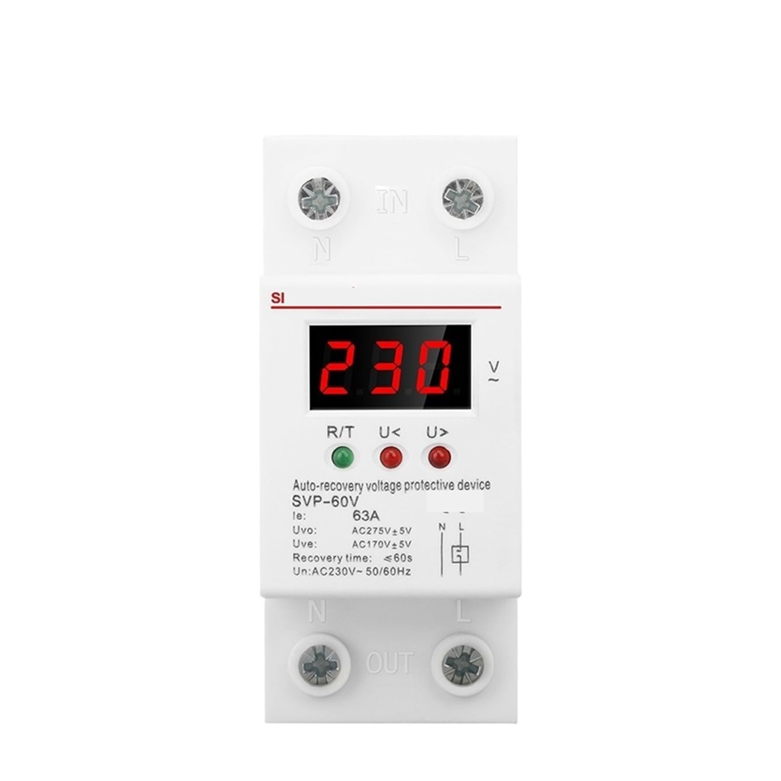 Display Adjust Voltage Relay Control Over Under Voltage Protector Device 220V 63A 40A Cut Off Power Regulator(40A)