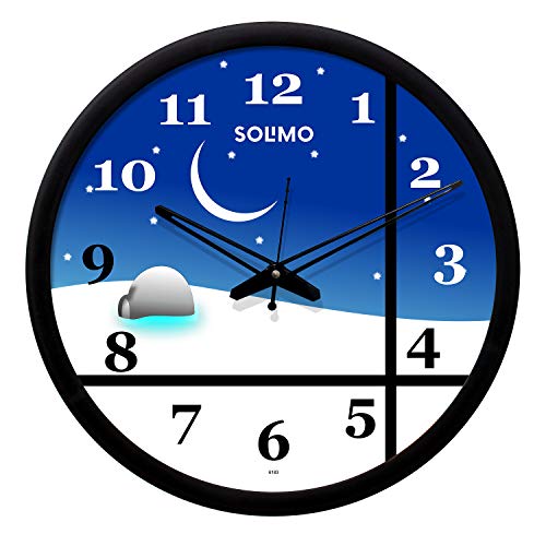 Image of Amazon Brand - Solimo 12-inch Plastic & Glass Wall Clock - Blue Sky (Silent Movement, Black Frame)