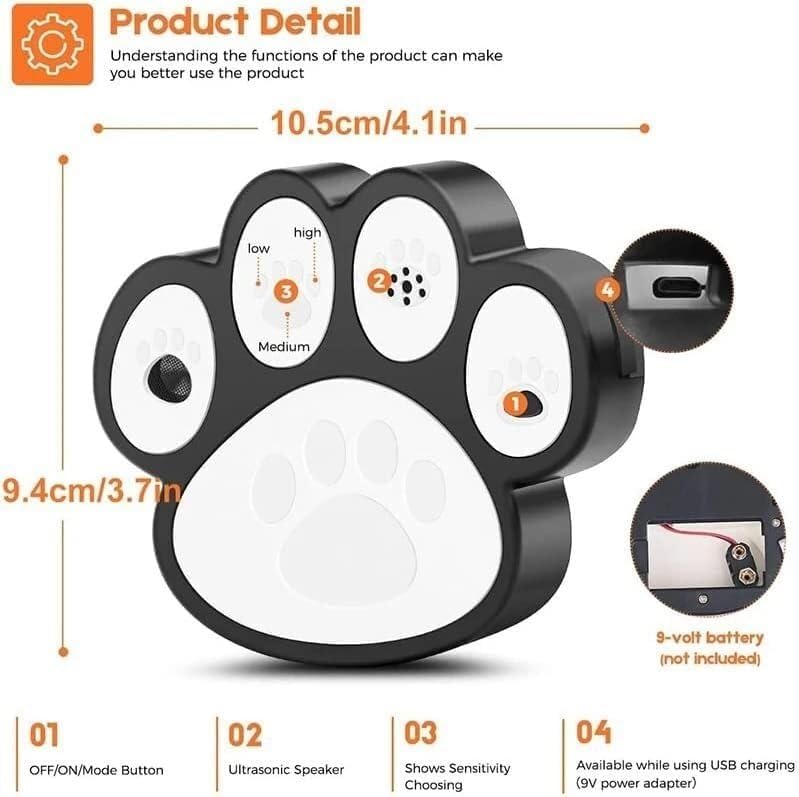 Dispositivo ultrasónico antiladridos, Control automático de ladridos con 3 Niveles Volumen Ajustables y Alcance Efectivo 15 m for Exteriores e Interiores