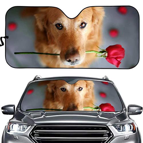 Cumagical Golden Retriever Car Front Window Sun Shade Animal Dog Design Windshield Sun Visor Universal Fit for Cars SUV and Truck Car Accessories,Block UV Sunlight Heat Protect Your Car Interior