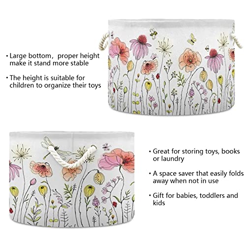 Xigua Cotton Rope Basket Colorful Wildflowers Baby Laundry Basket Blanket Kids Toy Storage Basket #TOP2