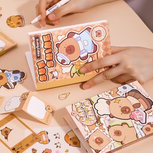 Image of MGNLR Vintage Aesthetic Scrapbook Kit(346Pcs) Scrapbooking Supplies Kit with Bullet Junk Journal,Stationery,A6 Grid Notebook Journaling Gift for Girl (Capy Bara)