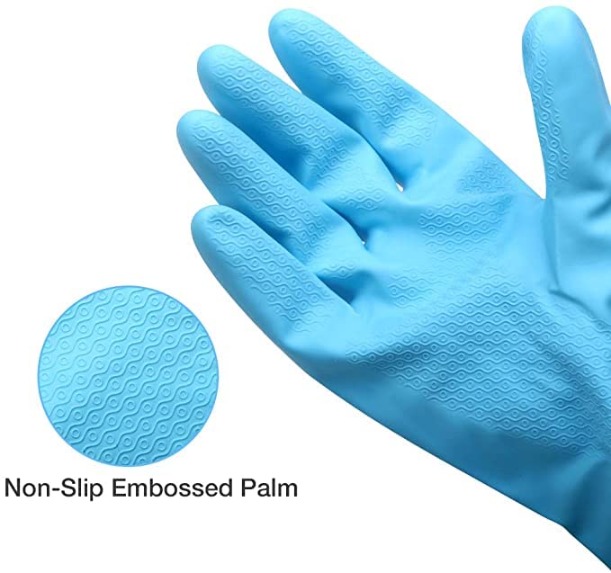 Image of Alimat PluS 1 Pack Reusable Cleaning Gloves Latex Free, Dishwashing Gloves with Cotton Flock Liner and Embossed Palm, Waterproof Household Gloves for Laundry, Gardening(Purple)