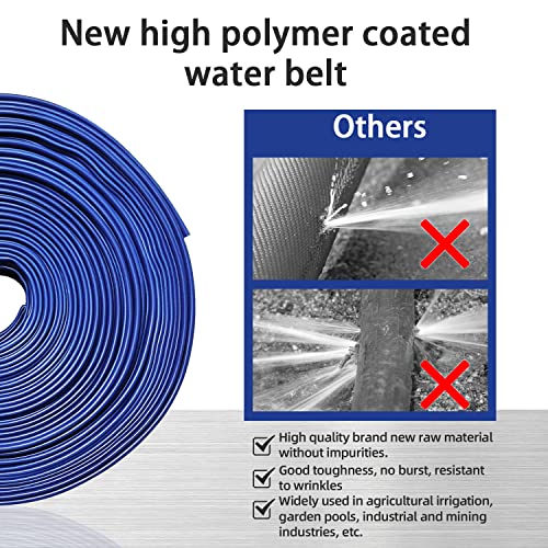 YASHINE PVC HOSE 1-1/2"*100ft, Pool Backwash Hose, Heavy Duty Reinforced Blue PVC Lay Flat Water, For Swimming Drain Pools and Clean Filters, with 2 Clamp by YASHINE - Image 4