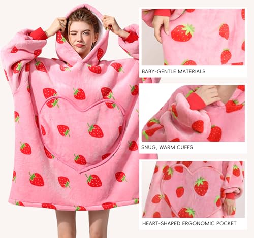 Dietersler Strawberry Sherpa Wearable Blanket Hoodie — view 2