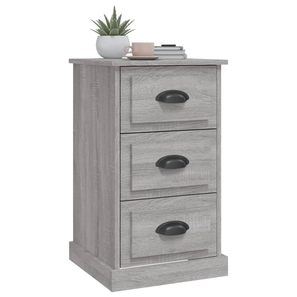 Nachttisch Grau Sonoma, 39x39x67 cm Holzwerkstoff, Beistelltisch Schlafzimmer, mit 3 Schubladen, Robustes Material, für Bücher, Gläser, Kaffeetassen, Notizblöcke, Schreibwaren