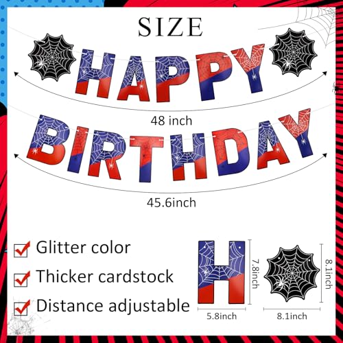 Image of Happy Birthday Banner for Boys Spider Theme Birthday Decorations Decor, Happy Birthday Party Supplies