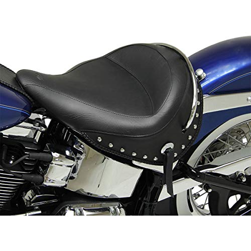 Mustang Motorcycle - 05-17 Harley Deluxe (with Standard Rack) Wide Touring Solo Seat w/Studs - Black