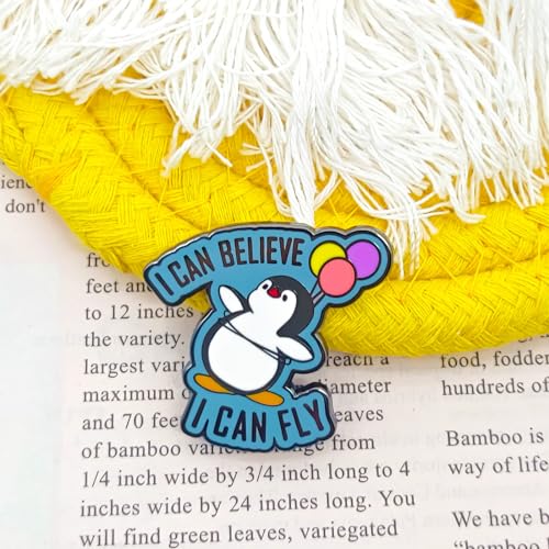 Image of Cute Penguin Soaring with Balloons Pin - Animal World Series | Premium Enamel Pin - Statement Lapel Pin - Plated Badge for Clothing, Bags, Hats, Jackets, and Lanyards