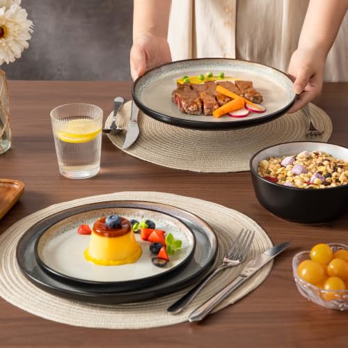 Image of vancasso 18-Piece Grayish Beige Stoneware Plates and Bowls Sets for 6