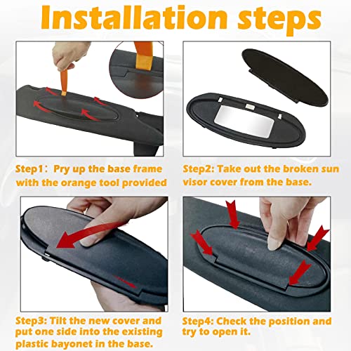 AMSPRAC Replacement Sun Visor Vanity Mirror Covers Driver or Passenger Side Visor Mirror Lid for Porsche 996/997-911 986/987 for Boxster for Cayman 1996-2010 2Pcs Black by AMSPRAC - Image 6