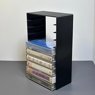 10 Grid Black Plastic Tape Storage Rack Durable Storage Holder Display Stands for Home and Office Organization 19.3 * 11.5 * 6.1cm
