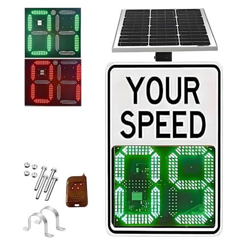 Señal de velocidad de radar, pantalla LED de 24 GHz, dispositivo de seguridad de aluminio resistente a la intemperie para zonas vecinales y escolares, retroalimentación ajustable verde brillante y