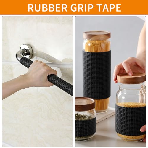 Image of Rubber Grip Tape, 4IN x 10FT Strong Adhesive Anti Slip Tape, Waterproof Heat Resistant Textured Surface for Enhanced Grip on Tools, Handlebars, Fitness Equipment & Slippery Handles (Black)