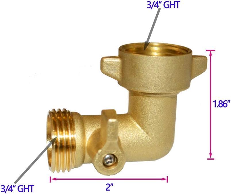 90 Degree Garden Hose Elbow with Shut Off Valve 3/4" GHT Garden hose Elbows Brass Garden Hose RV Adapter Water Hose 90 Degree Elbow 4Pcs+ 4 Pressure Washers image 5