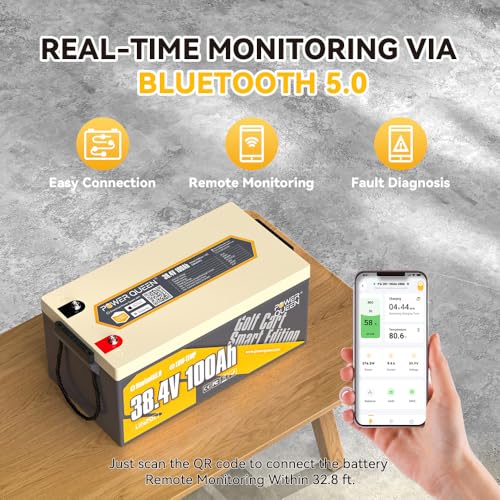 Image of Power Queen LiFePO4 Battery 36V 100Ah, Bluetooth Lithium Battery Group8D