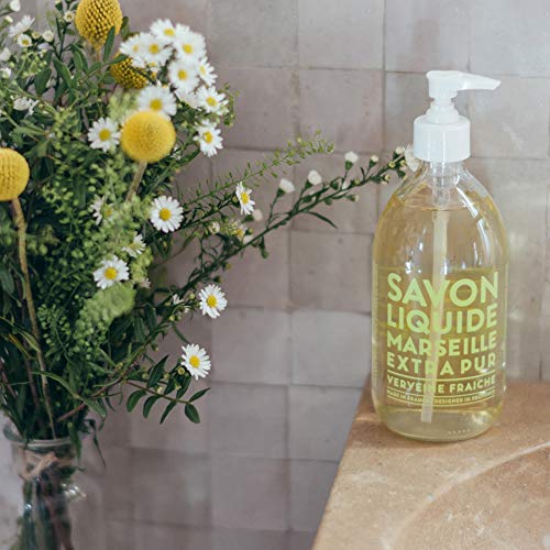 Compagnie De Provence Savon De Marseille Extra Pure Liquid Soap - Fresh Verbena - 16.9 Fl Oz Glass Pump Bottle And 33.8 Fl Oz Plastic Bottle Refill #TOP1