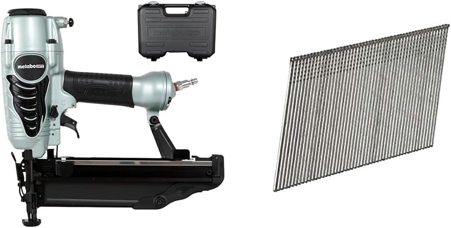 Bundle of Metabo HPT Finish Nailer | NT65M2S + Metabo HPT Angled Finish Nails | 2 Inch | 16 Gauge | Galvanized | 2000 Count | 14415HPT