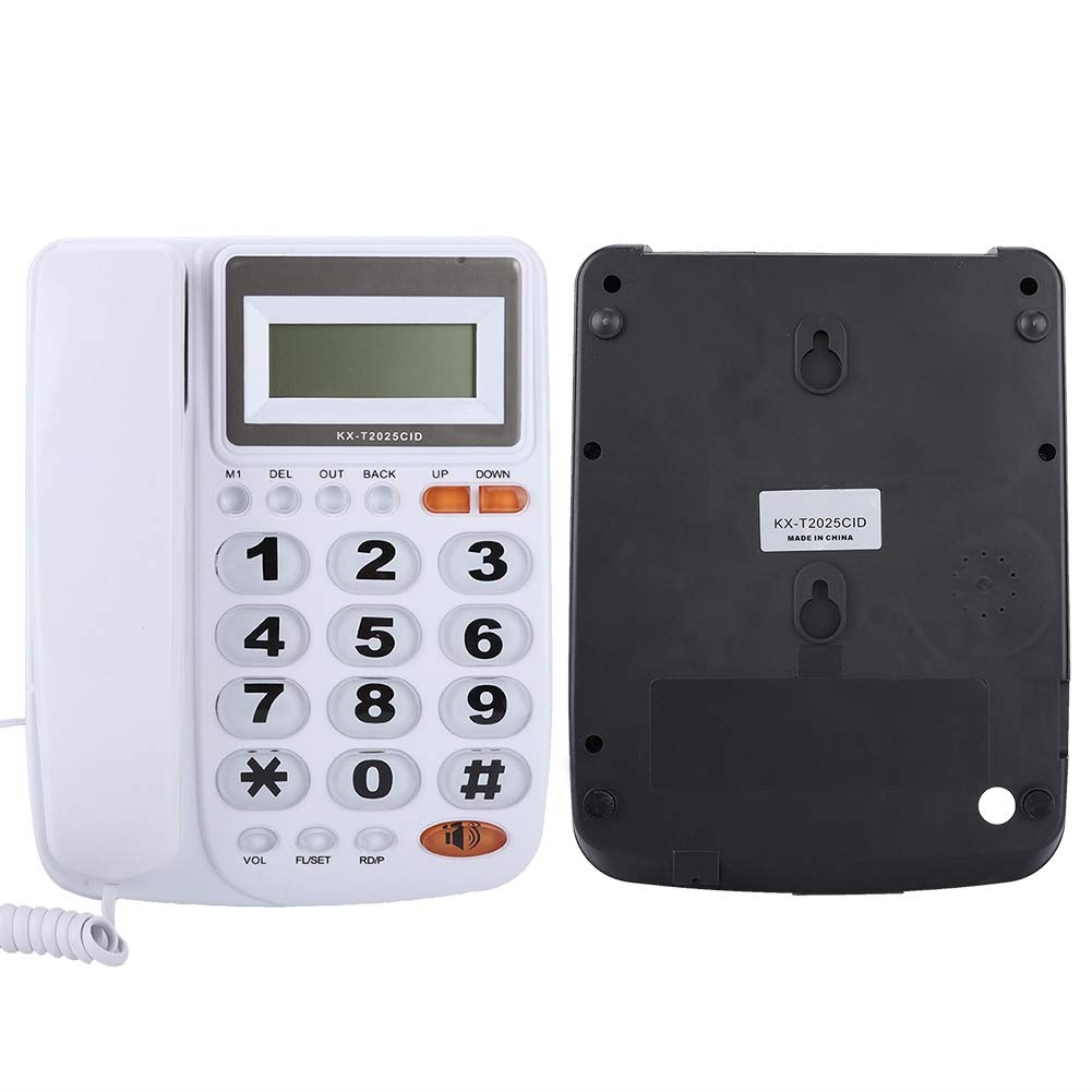 Telefono fisso da tavolo per chiamate in vivavoce, telefono fisso fisso con cavo con display ID chiamante, con vivavoce, per casa e ufficio, hotel (bianco)