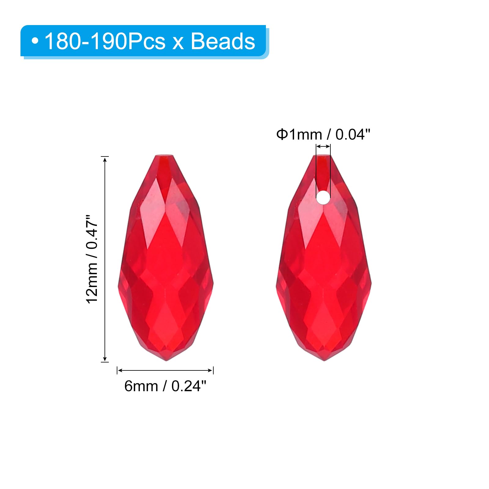 PATIKIL 2 Strands 180-190Pcs Teardrop Crystal Beads - Image 2