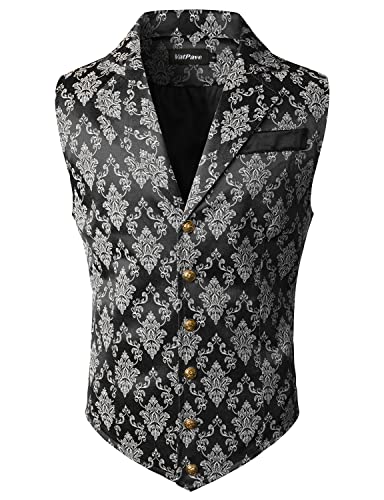 Image of VATPAVE Mens Victorian Suit Vest Steampunk Gothic Waistcoat