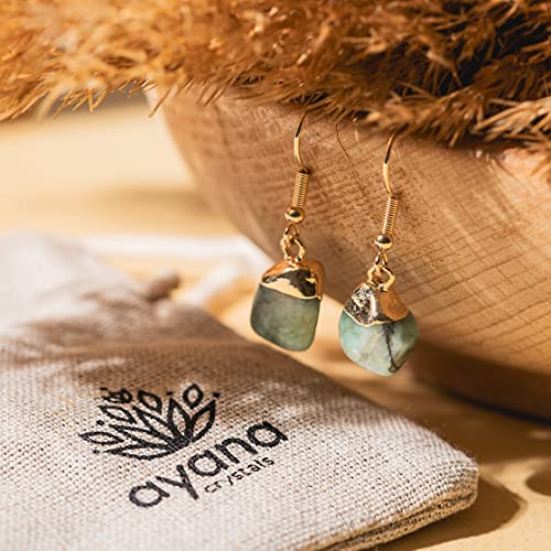 Ayana Emerald Tumbled Stone Healing Crystal Earrings | Stone Of Divine Love, Unity & Harmonious Energy | Birthstone Taurus | Heart Chakra | Handmade With Ethically Sourced Raw Natural Crystal #TOP6