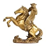 BRABUD Brass Monkey Riding Horse Statue, Chinese Fengshui Career Rise Figurine, 5.5''(H)