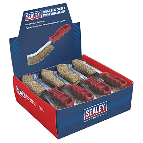 Sealey WB05DB24 Wire Brush Brassed Steel Plastic Handle Display Box Of 24