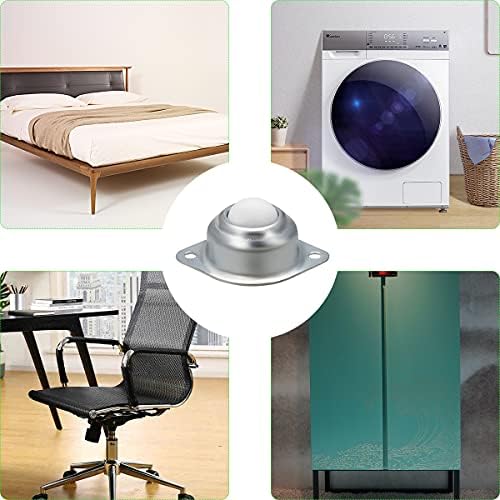 8 Pcs Ball Transfer Bearing Roller, 2 Holes Transferring Ball Wheel Universal Castor Balls with Nylon Ball, for Furniture Luggage and Conveyor Belts Mounted Roller Bearing