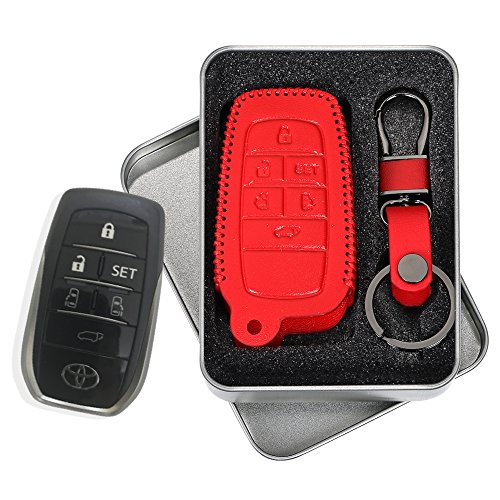 【fleur】 TOYOTA 新型 30系 アルファード ヴェルファイア 高級 レザー スマートキー ケース キー カバー スタイリッシュ 汚れ 滑り 傷 防止 トヨタ ALPHARD VELLFIRE (レッド)