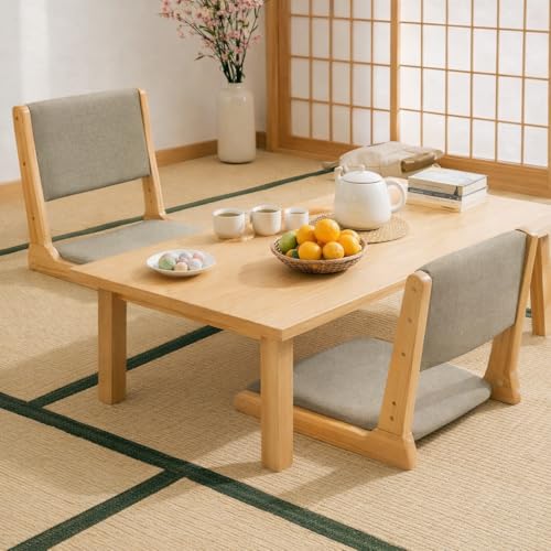 Image of HollyHOME Foldable Japanese Style Floor Chair with Back Support, Tatami Chair with Cushion, Meditation Seat for Bay Window, Living Room, Bedroom, Dark Grey