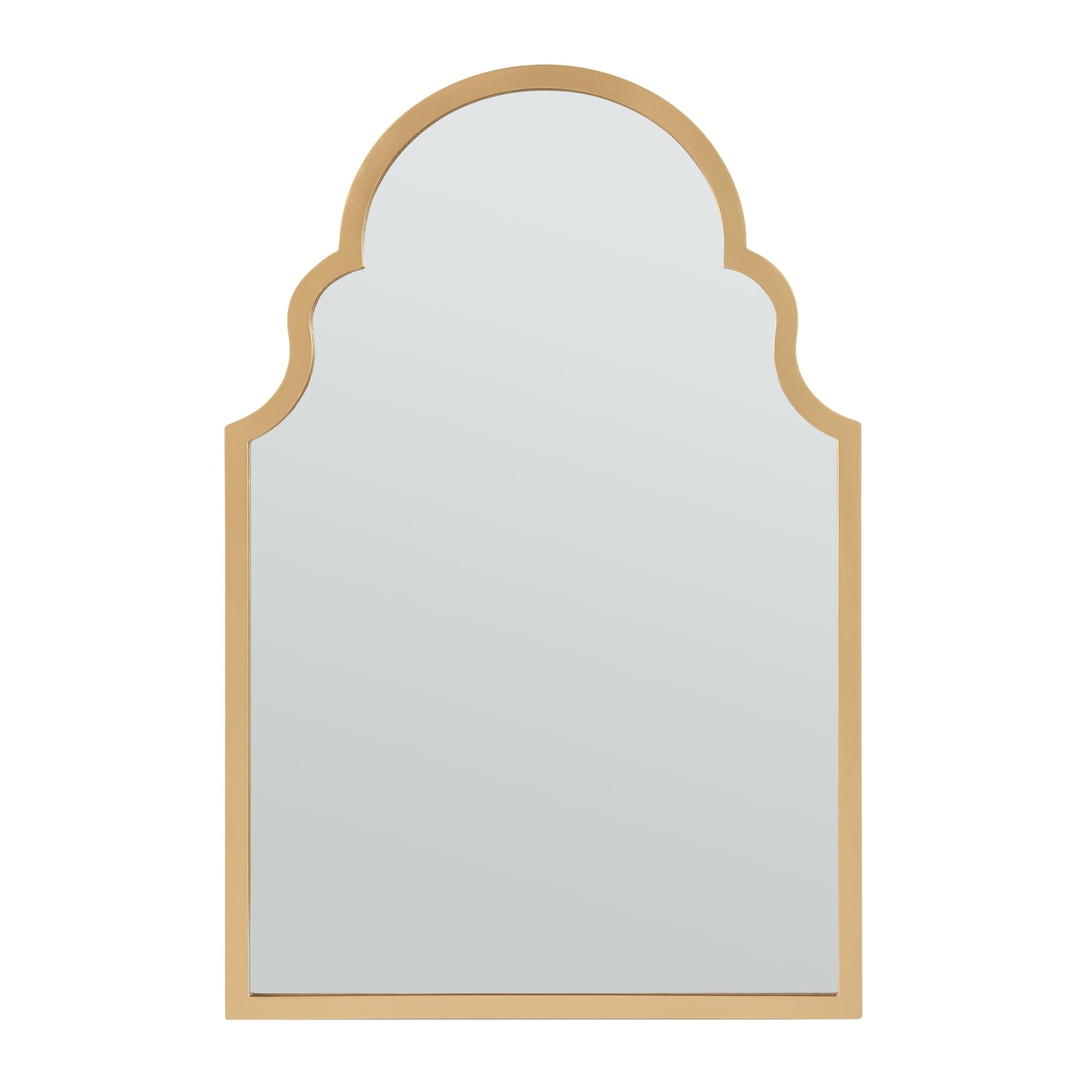 [en.casa] Diseño Único Espejo de Pared en Forma de Ventana de Estilo Marroquí Elegante Espejo Baño Salón con Ganchos de Suspensión Sin Distorsiones Decoración Mural Marco MDF 90x60 cm - Dorado