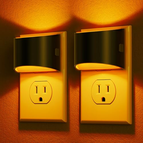Image of DORESshop LED Night Light[2 Pack], Night Lights Plug into Wall, 3 Level Brightness Adjustable Plug in Night Light, Dusk to Dawn Sensor, Nightlights for Adults, Bedroom, Bathroom, Hallway, Amber