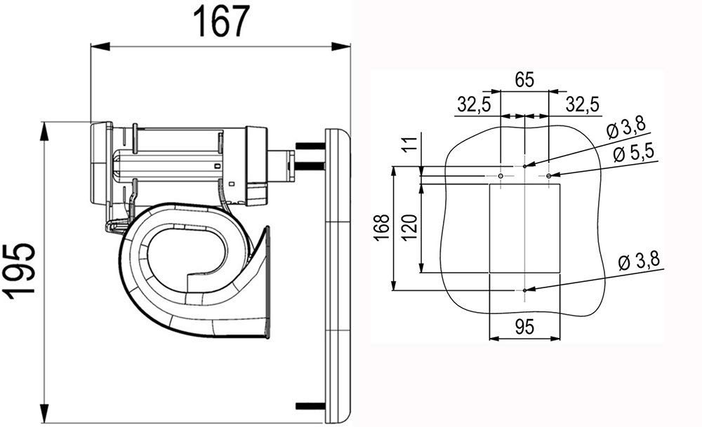 Tromba Hurricane cromata 12 V